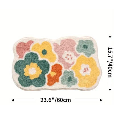 40*60cm schattige bloemenbadmat, machinewasbare badmat, extra zachte absorberende antislipbadmat beige