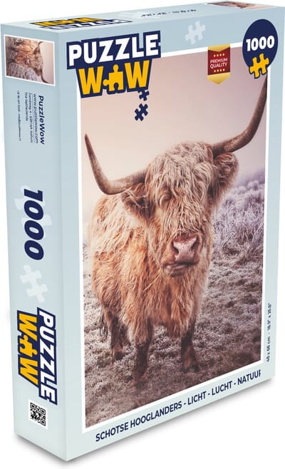 Puzzel Schotse hooglanders - Licht - Lucht - Natuur - Legpuzzel - Puzzel 1000 stukjes volwassenen