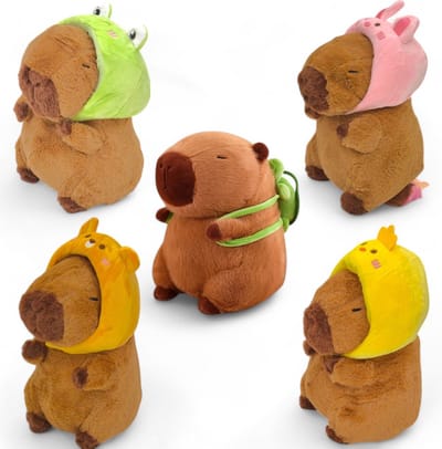Klikkopers® - 5 Capybara Knuffels - 30 CM - Capibara Knuffel - Kawaii Knuffel - Kawaii Kussen
