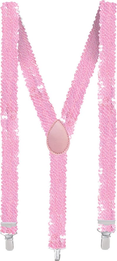 Boland - Bretels Pailletten roze Roze - Volwassenen - Unisex - Showgirl - Caranval accessoire