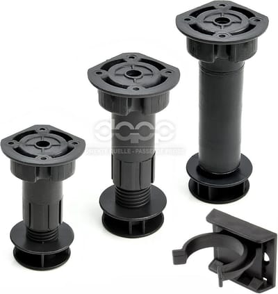 Set van 4 Verstelbare Keukenpoten 100mm - 150mm met Bevestigingsclips voor Meubels en Kasten