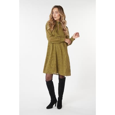 EsQualo Dress Smock Jacquard Olive Größe: 34 | Blusenkleider Outlet | Damen | Grün