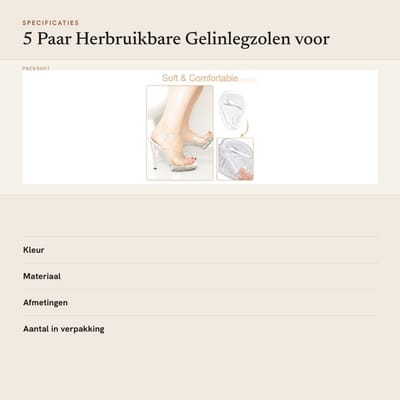 Dailygoods- Inlegzolen 5 Paar - Gelinlegzolen - Steunzolen voor Voetboog - Voetkussen - Middenvoetkussens - Silicone - Transparant - Voetkussens