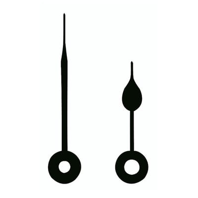 Wijzerpaar voor quartzhorloges, peerzwart gepolijst, minutenwijzer - L: 28 mm