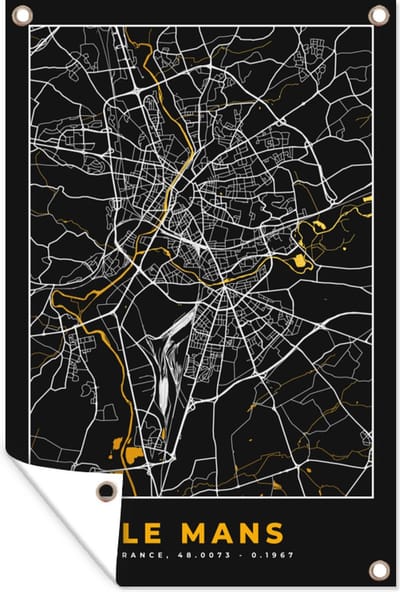 Muurdecoratie Plattegrond - Frankrijk - le Mans - Stadskaart - Kaart - 120x180 cm - Tuinposter - Tuindoek