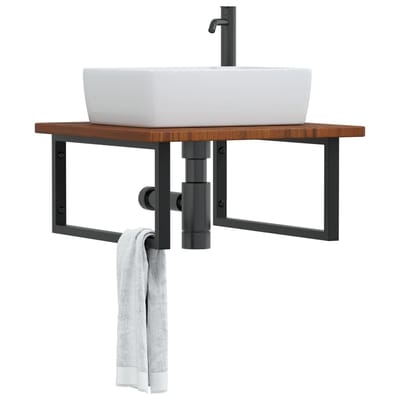vidaXL - Badkamer - wandschap - staal - en - massief - eikenhout