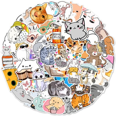 Winkrs | Katten Stickers - Schattige stickers - poezen/dieren/huisdieren - 50 stuks voor laptop, muur, koffer, etc.