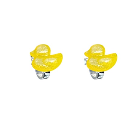 Klem oorbellen- geel- eendje-geen gaatje-Charme Bijoux