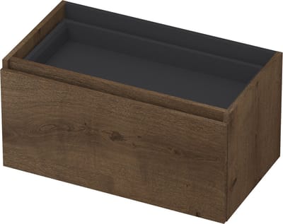 INK - Onderkast 1L met Binnenlade Greeploos Houten Keerlijst Fineer Zonder Sifonuitsparing in Binnenlade - 800x450x400 Mm - Chocolate Fineer