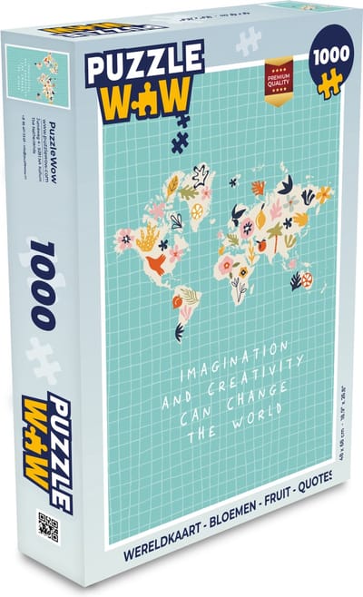 Puzzel Wereldkaart - Bloemen - Fruit - Quotes - Legpuzzel - Puzzel 1000 stukjes volwassenen