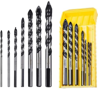 set van 7 boortjes, geschikt voor tegels, glas, spiegels, geschikt voorselwerk en hout (3, 4, 5, 6, 8, 10, 12 mm, 1 set).