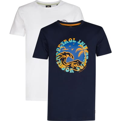 Petrol Industries Jongens T-shirt 2-Pack - Jongenskleding Multipack van 2 stuks - Kinderen - Kinderkleding - Ronde Hals - Print - Katoen - Korte Mouwen - - Maat 140