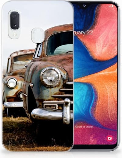 Back Cover voor Samsung Galaxy A20e Siliconen Hoesje met foto Vintage Auto
