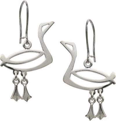 Oorbellen, hang, Zilveren ijsduiker