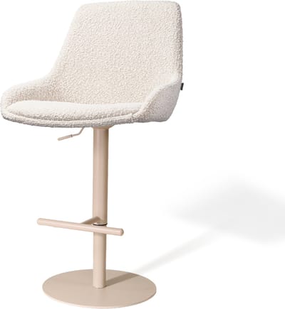 Nolon Niva-Isa Draaibare Tulp Barkruk Bouclé Beige - Verstelbaar - Beige Onderstel - Stoffen - Scandinavisch