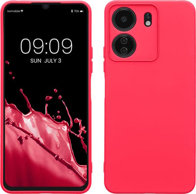 kwmobile telefoonhoesje geschikt voor Xiaomi Poco C65 / Redmi 13C - Hoesje voor smartphone - Precisie camera uitsnede - TPU back cover in neon roze