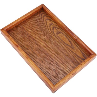 Rechthoekig Houten Theeblad Serveertafel Bord Snacks Voedsel Opbergbak voor Hotel Thuis 22x15cm brown