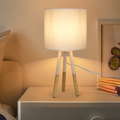 NETTLIFE Tafellamp - E27 fitting - Wit - modern Nachtlamp - Stof Design - Nachtlamp Max.40W - voor slaapkamer | woonkamer | hotel | café | restaurant - zonder lamp