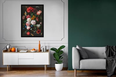 Poster in lijst - Schilderij - Bloemen - Jan Davidsz. de Heem - Fotolijst - Poster - Wanddecoratie - 60x90 cm - Kamerdecoratie - Woonkamer