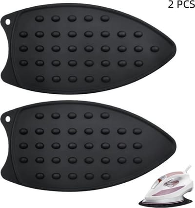 2 stuks - siliconen strijkijzer steunen - hittebestendige strijkijzer steun - voor strijkplank, stijltangen en krultangen - zwart - 27×14cm