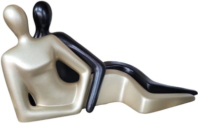 Gilde Handwerk Sculptuur Beeld Door het hart verbonden Keramiek 38x14x19 cm zwart goud