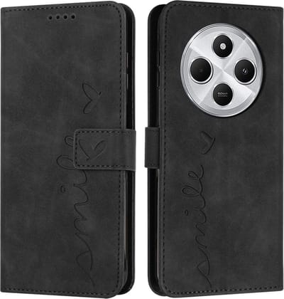 Coverup Hoesje - Geschikt voor Xiaomi Redmi 14C Hoesje - Coverup Smile Book Case - Zwart