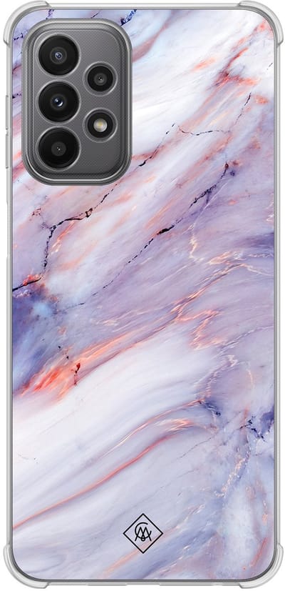Casimoda® hoesje - Geschikt voor Samsung Galaxy A23 - Marmer Paars - Shockproof case - Extra sterk - Siliconen/TPU - Paars, Transparant