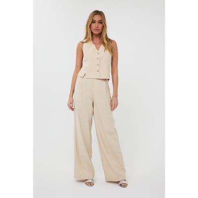 EsQualo Gillet Split Light Sand Maat: 36 | Gilets Outlet | Dames | Beige