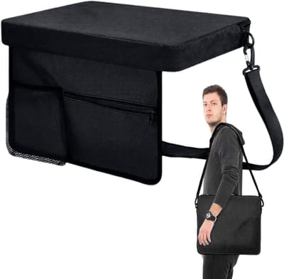 Draagbaar Kussen - Zitkussen Outdoor - Kamperen Reizen - Waterdicht Verstelbaar - 40x33x5 cm - Zwart