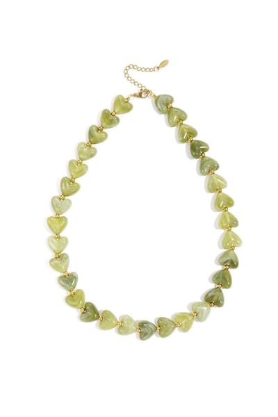 Dazzle My Heart Ketting | Legergroen | Kralen Ketting | Hartjes Kralen | Hartjes Ketting