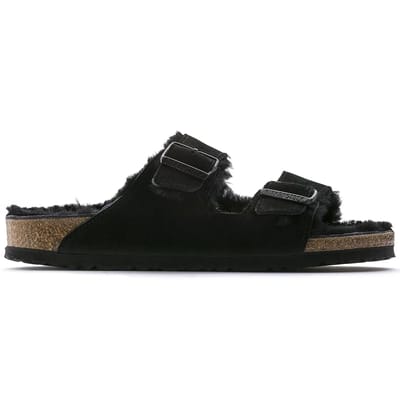 Birkenstock Arizona Shearling Veloursleder Suede Narrow Pantoffels - Black - Maat 37