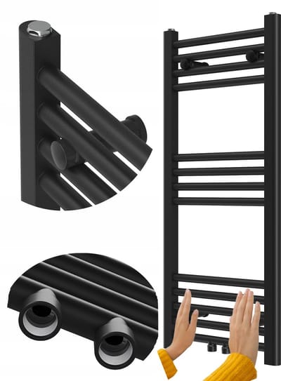 Granitan Badkamerradiator Raven - 90x40cm - Zwart - Ladderverwarming - Handdoekradiator