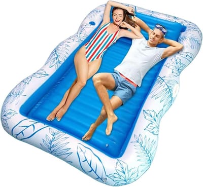 Drijvend Ligbed - Zonnevlot Opblaasbaar - Ontspannen Zomer - Geïntegreerde Bekerhouder - Tot 220cm Lengte