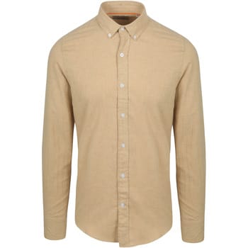 Suitable Overhemd Flanel Beige - Maat XXL - Heren - Casual Shirt
