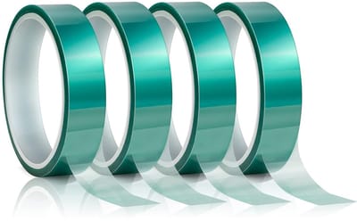 4 rollen PET-plakband, hoge temperatuur, polyester, plakband, siliconen schildertape voor schilderen, poedercoating, anodiseren, printplaten, elektronica, afplakken, solderen (groen, 20 mm