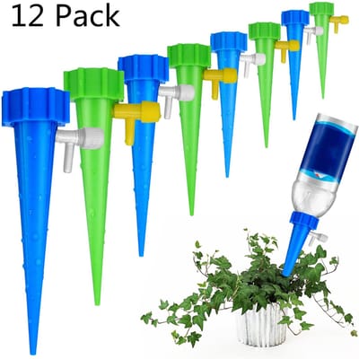 Pics d'arrosage goutte à goutte automatique Débit d'eau réglable Dispositifs d'arrosage pour plantes avec contrôle par interrupteur