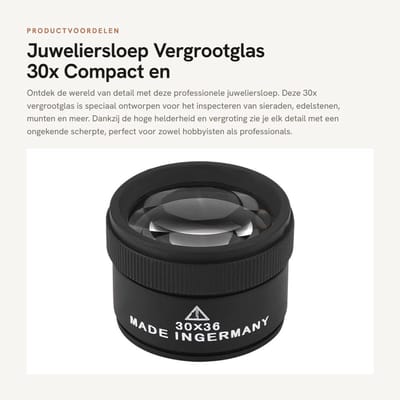 Dailygoods - Juweliersloep - Vergrootglas 30x - Compact en lichtgewicht - Ideaal voor sieraden en munten - Professioneel gebruik - Geschikt voor hobby...