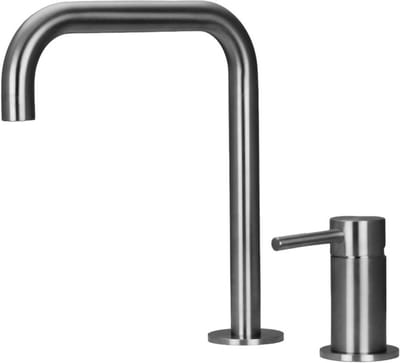 Pure.Sink Luxion 2-gats massief RVS keukenkraan met U uitloop PLX2HU-02