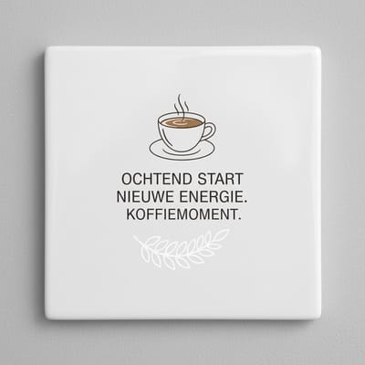 Ochtend Start Nieuwe Energie Koffiemoment Keramische Tegel – Koffie Quote Keuken Wanddecoratie – 15 x 15 cm