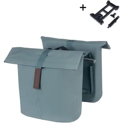 Basil City - Dubbele fietstas MIK - 28-32 Liter - Waterafstotend - Reflectiedetails - Graphite blue
