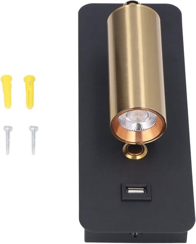 Minimalistische Zwarte Wandlamp met USB Opladen en Draaibare Spotlight - Neutraal Licht