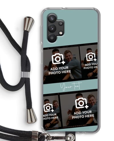 Gepersonaliseerd - Case Company® - Hoesje met koord geschikt voor Samsung Galaxy A32 5G hoesje met Koord - Filmrol N°2 - Telefoonhoesje met Zwart Koord - Bescherming aan alle Kanten en Over de Schermrand