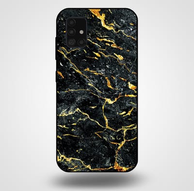 Smartphonica Telefoonhoesje voor Samsung Galaxy A51 5G met marmer opdruk - TPU backcover case marble design - Goud Zwart geschikt voor Samsung Galaxy A51 5G