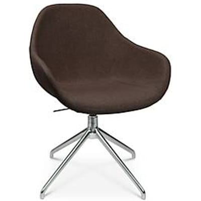 Vergaderstoel Topstar Sitness Life 2.0, draaibaar/zitting in hoogte verstelbaar, armleuningen, B 450 x D 390 x H 440-470 mm, 4-poots onderstel, gepolijst aluminium & stof, d.bruin