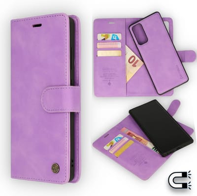 Casemania Hoesje Geschikt voor Oppo A16 & A16S Bright Lila - 2 in 1 Magnetic Book Case
