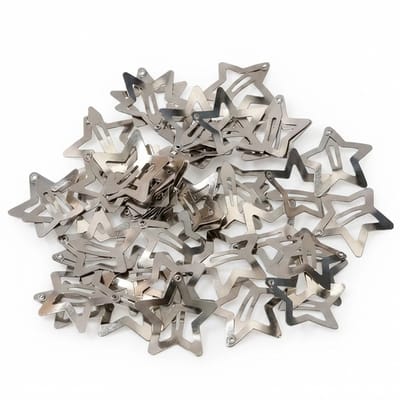 Zilverkleurige ster haarclips set van 30 stuks met open ster vorm van metaal, haarclip voor dames en meisjes, platte kliksluiting BB haarspeld, eenvoudige haaraccessoires voor dagelijks gebruik