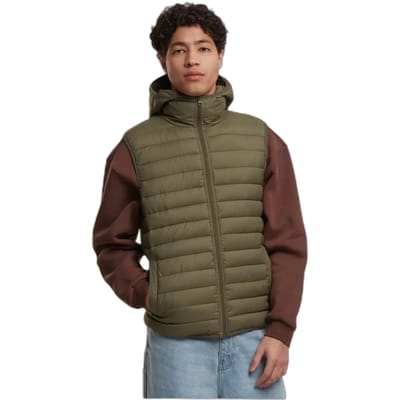 Urban Classics - Light Weigh with hood Mouwloos jacket - S - Olijfgroen