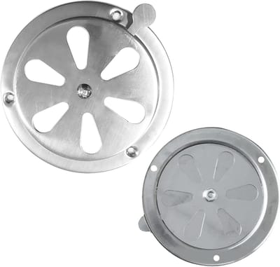 2 Stuks Roestvrijstalen ventilatierooster, afsluitbaar, ronde ventilator, afsluitbaar, 125 mm ventilatieplaat, kieuwventilator, roestvrij staal, grill, ventilatierooster voor rookoven, boot, camper, huis