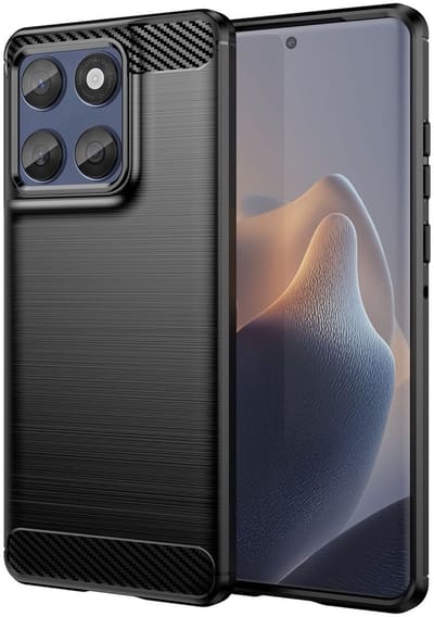 Geborsteld TPU Hoesje Geschikt voor Motorola Edge 60 Fusion | Beschermhoes | Back Cover | Flexibel TPU | Stijlvol Carbon | Dun | Zwart