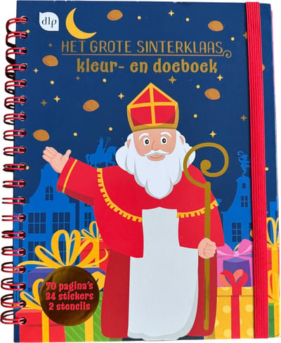 Het Grote Sinterklaas Kleur- en Doeboek - Blauw - Compleet met Knutsel- en Spelactiviteiten - 70 Pagina's + 34 Stickers + 2 Stencils